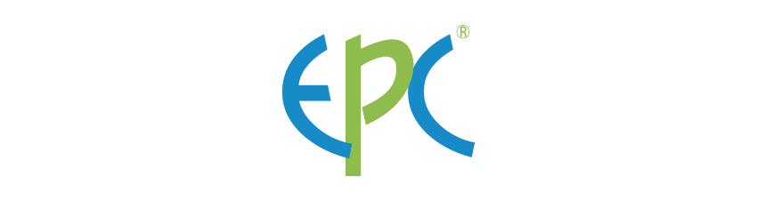 Logotipo de la EPC con sus colores corporativos azul y verde.